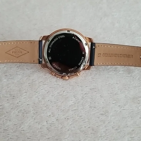New Fossil Gwynn Chronograph Indigo Leather Watch Watch - Picture 8 of 11